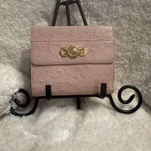Baby Pink Gianni Versace Ostrich Leather Wallet